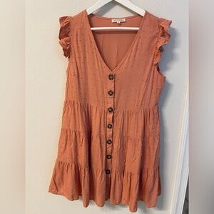 Women's Ruffled Mini Dress in Orange